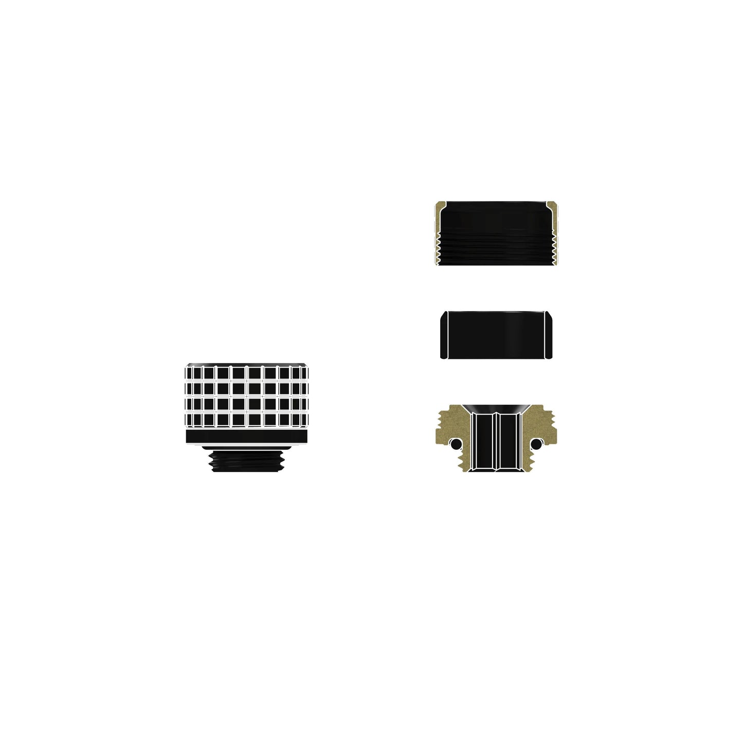 Thermal Grizzly DeltaMate Fitting HT16 Negro — Conector para tubo rígido (hard-tube) 16 mm, rosca G1/4"