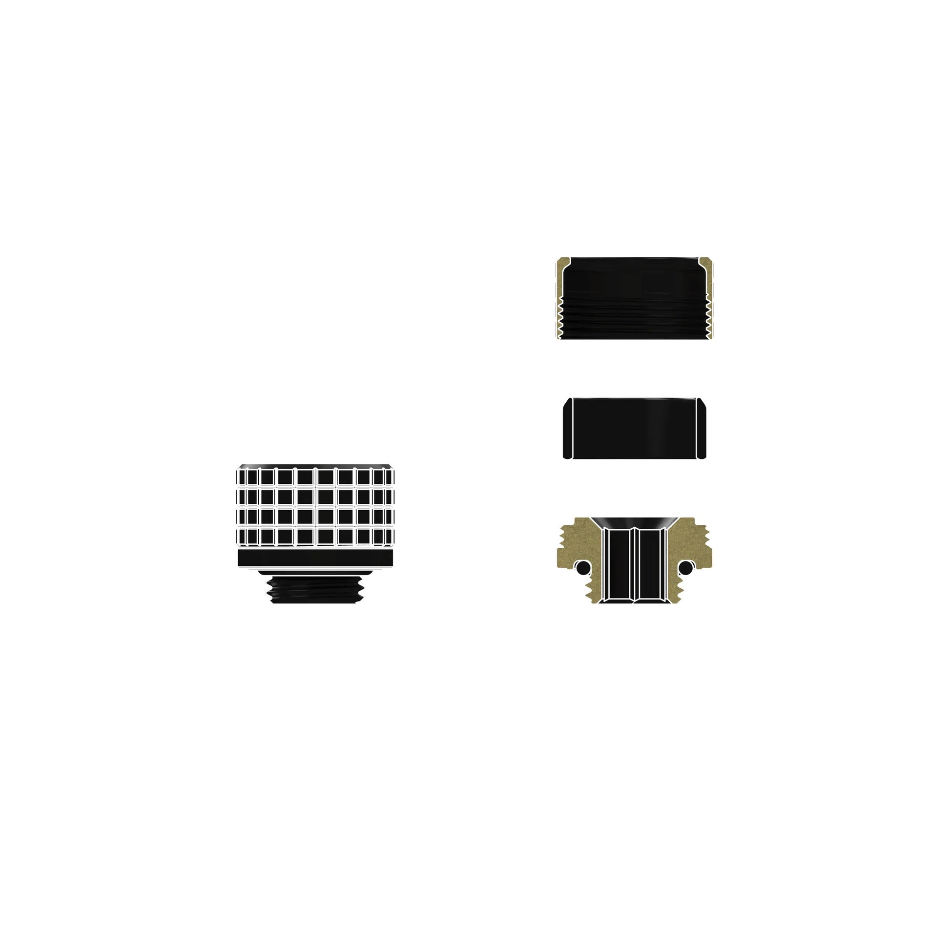 Thermal Grizzly DeltaMate Fitting HT16 Negro — Conector para tubo rígido (hard-tube) 16 mm, rosca G1/4"