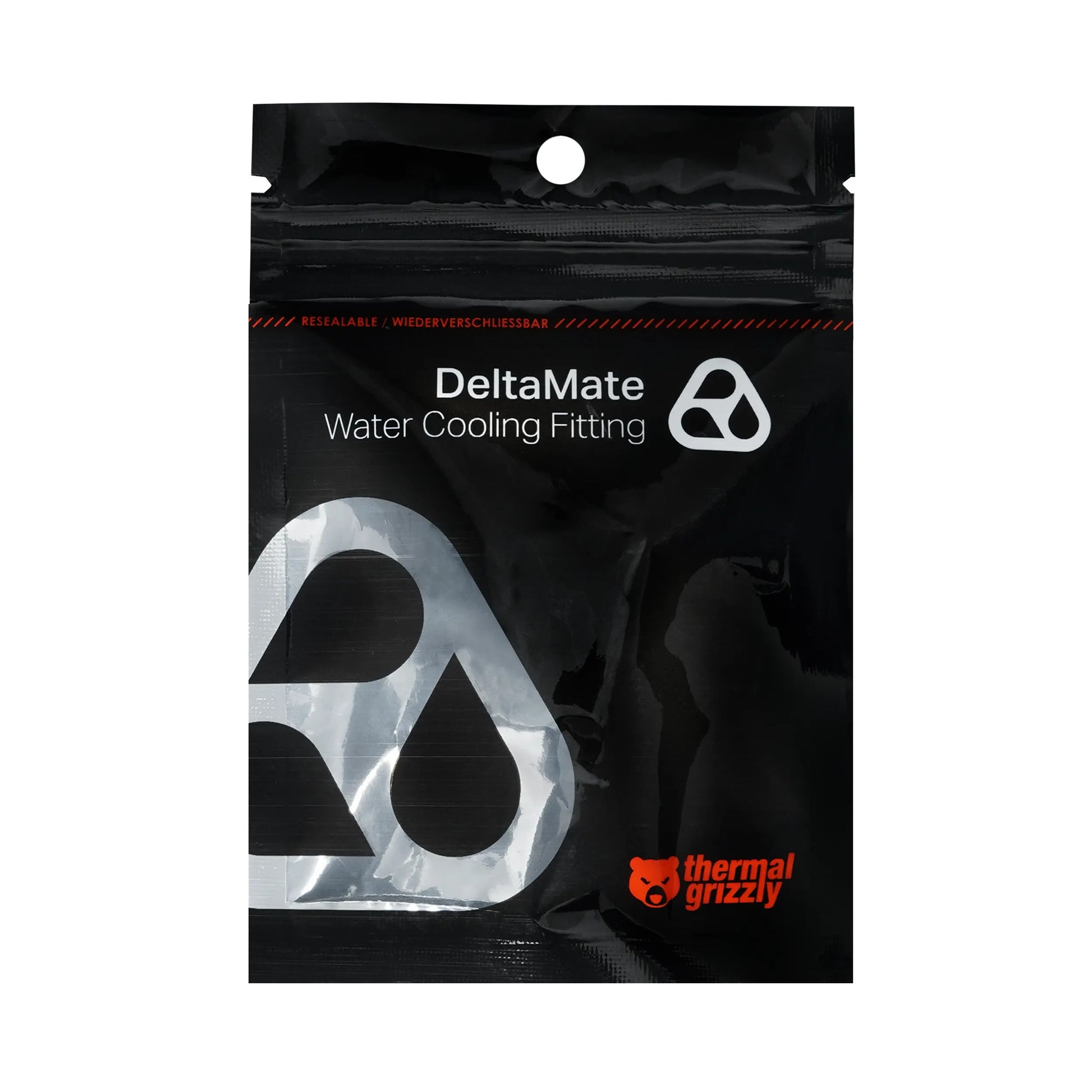 Thermal Grizzly DeltaMate Drain Valve Negro — Válvula de drenaje G1/4" con conector rápido de 10 mm