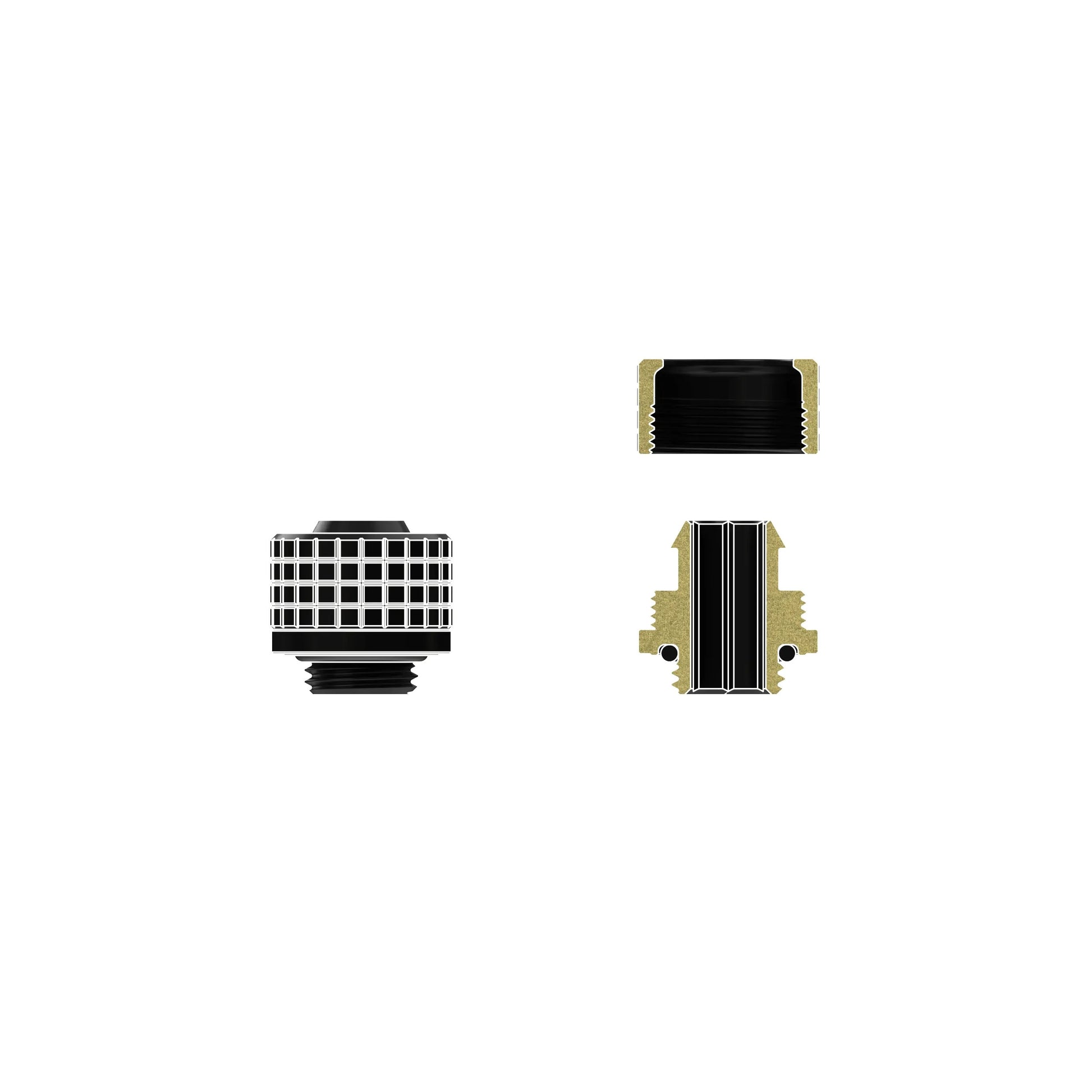 Thermal Grizzly DeltaMate Fitting ST13 Negro — Conector para tubo blando (soft-tube) 13/10 mm, rosca G1/4"