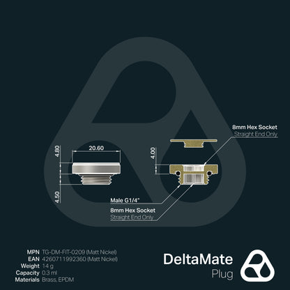 Thermal Grizzly DeltaMate - Tapón (Plug) G1/4" - Níquel Mate