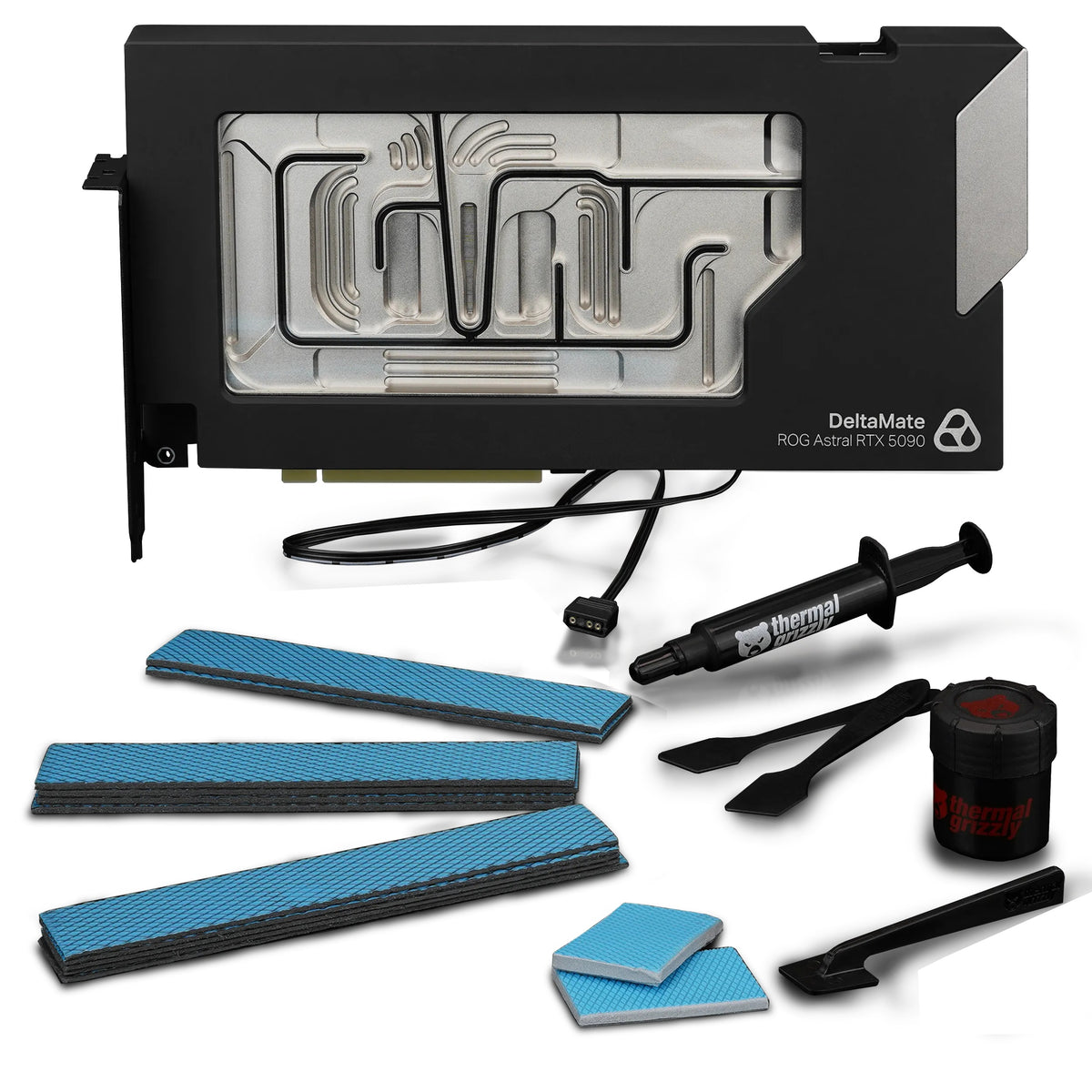 Thermal Grizzly DeltaMate - Bloque de Agua para GPU ASUS ROG Astral RTX 5090 (Direct Terminal, ARGB)