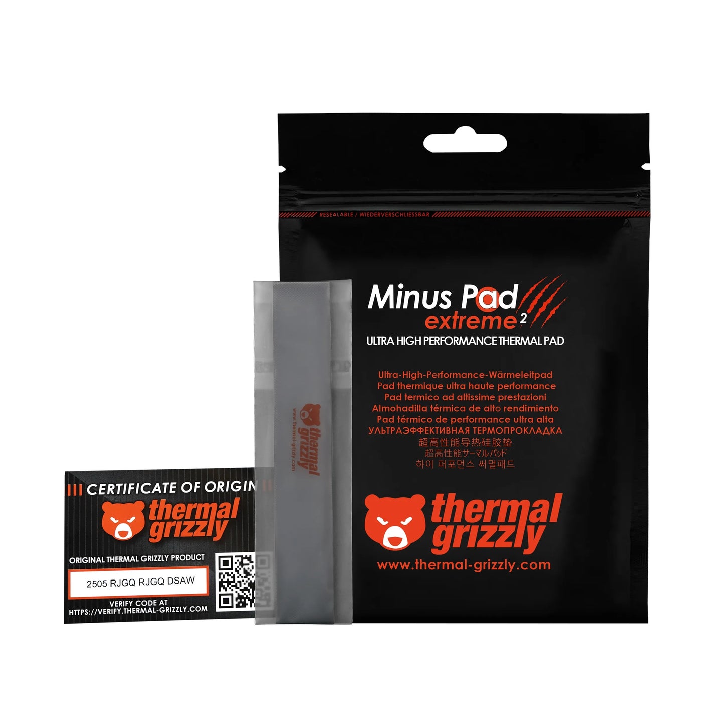 Thermal Grizzly Minus Pad extreme 2 - Thermal Pad 120 x 20 x 1.0 mm (2 piezas)