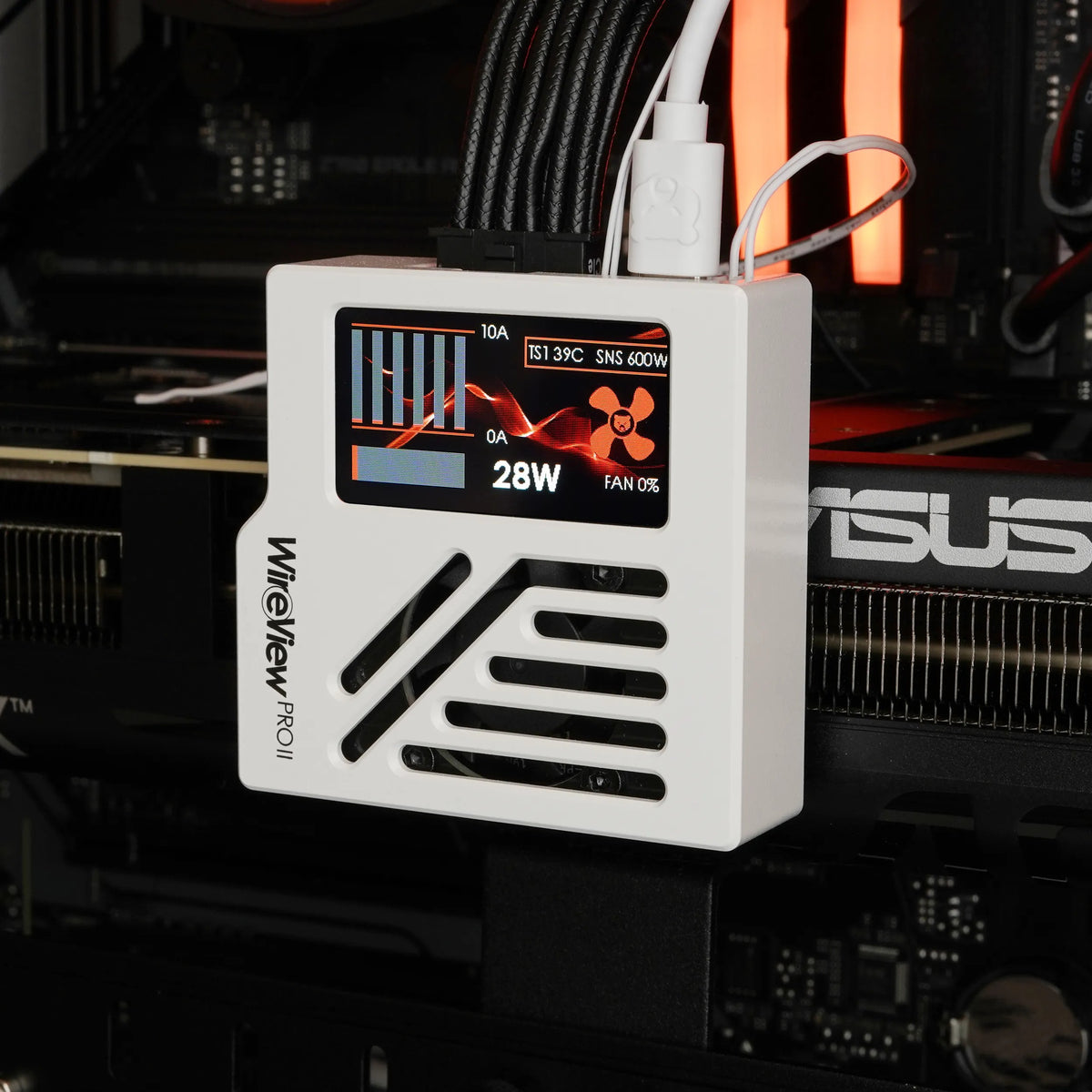 Thermal Grizzly WireView Pro II GPU 12V-2x6 Reversed — White Edition | Monitor de energía por pin con pantalla