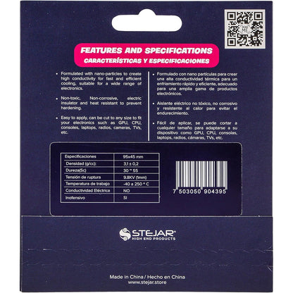 Stejar Thermal PAD 95X45X0.5MM 12.8 W/MK Extreme Alto Rendimiento Value Pack