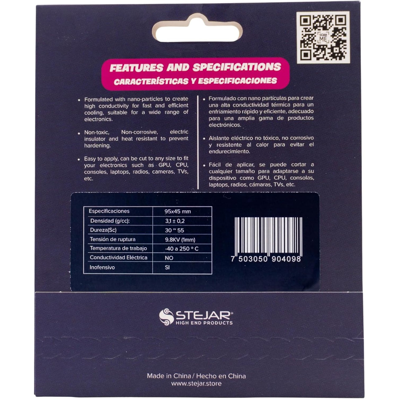 Stejar Thermal PAD 95X45X1.0MM 12.8 W/MK Extreme Alto Rendimiento Value Pack