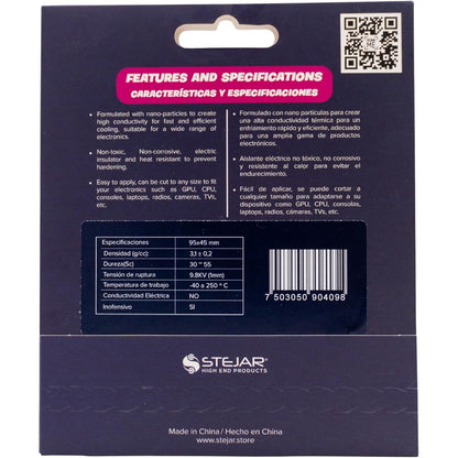 Stejar Thermal PAD 95X45X1.0MM 12.8 W/MK Extreme Alto Rendimiento Value Pack