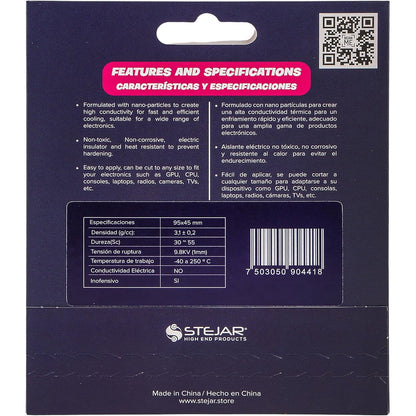 Stejar Thermal PAD 95X45X1.5MM 12.8 W/MK Extreme Alto Rendimiento Value Pack