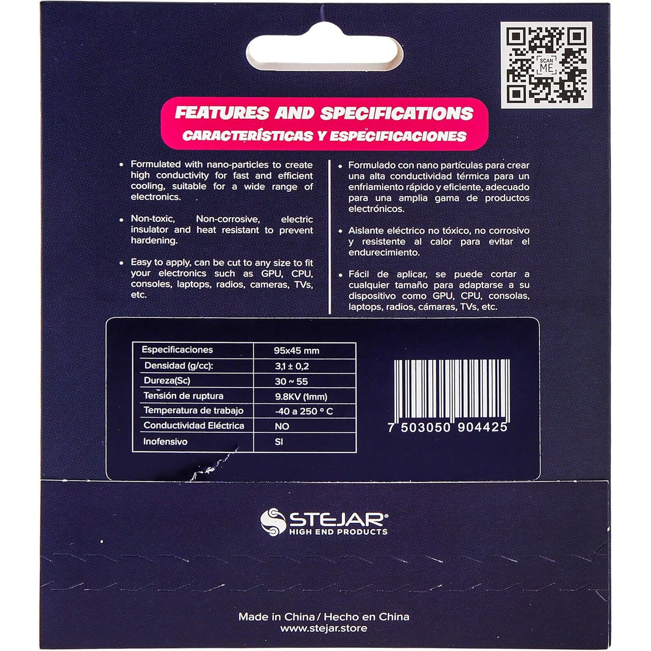 Stejar Thermal PAD 95X45X2.0MM 12.8 W/MK Extreme Alto Rendimiento Value Pack