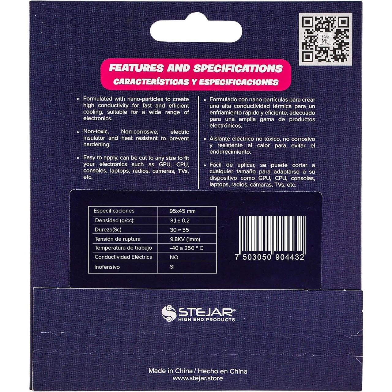 Stejar Thermal PAD 95X45X3.0MM 12.8 W/MK Extreme Alto Rendimiento Value Pack
