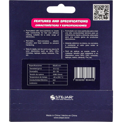 Stejar Thermal PAD 95X45X3.0MM 12.8 W/MK Extreme Alto Rendimiento Value Pack
